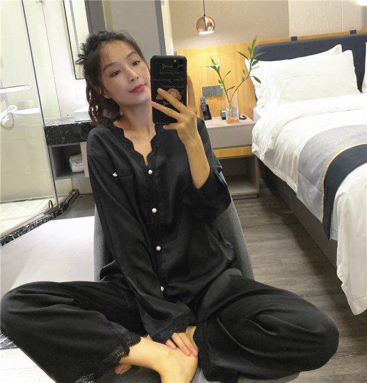 パジャマ ルームウェア ホームウェア レディース 可愛い 上下セット セットアップ 部屋着 寝間着 長袖 長ズボン 無地 レース 大きいサイズ 大きめ 4XL 女の子 前開き 春 秋 おしゃれ リラッ