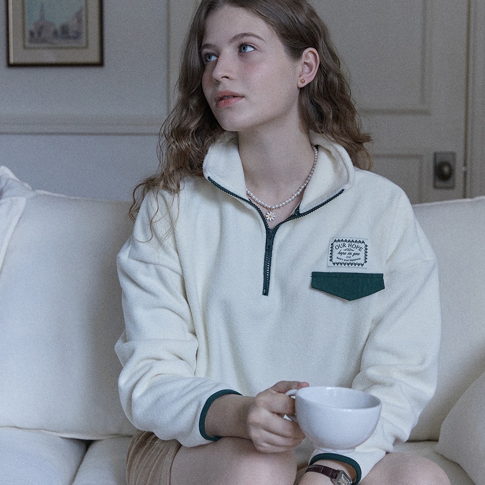 Comfy Fleece Half zip up - Ivory 7,665円