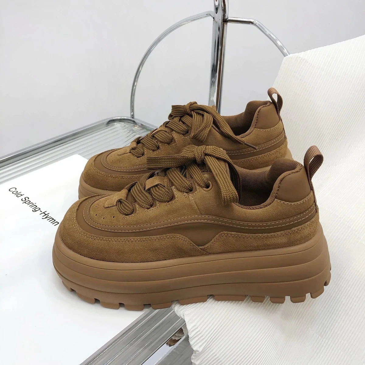 カジュアル万能厚底プラットフォームカジュアルラージトゥパンパパ高め