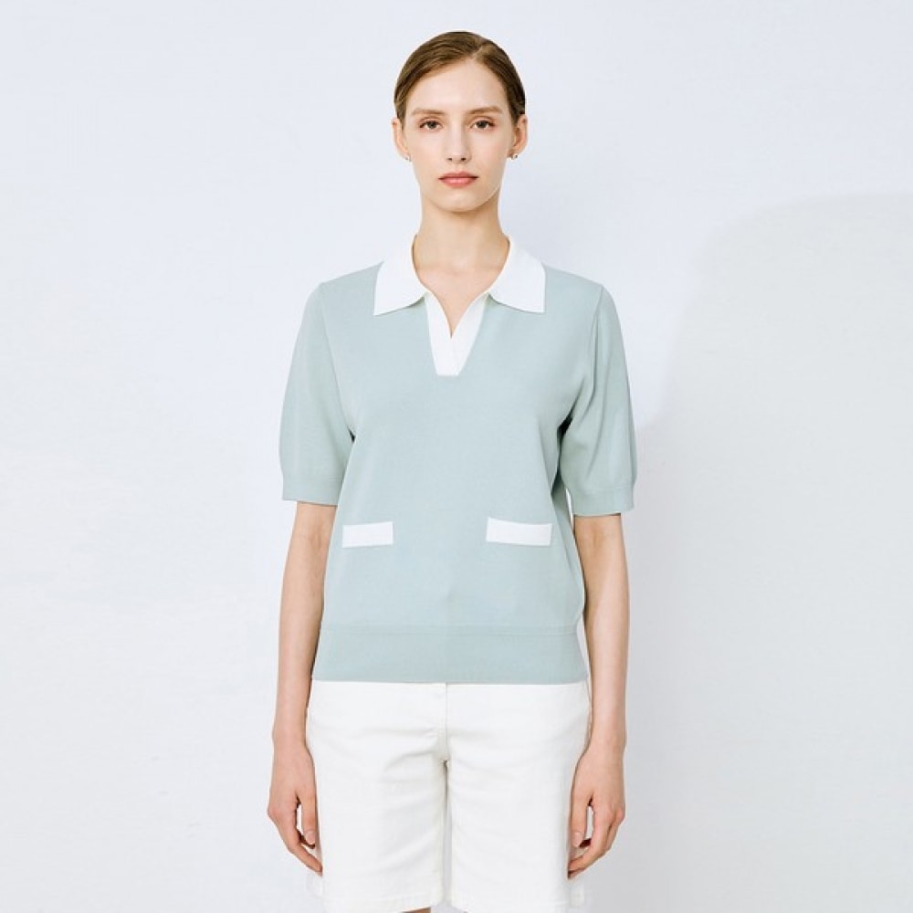 (シールズミス) カラーオープンカラーニット_SSKPOO21100