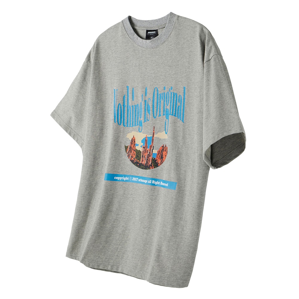Mountain Nothing is Original Oversized Short-Sleeved_Gray