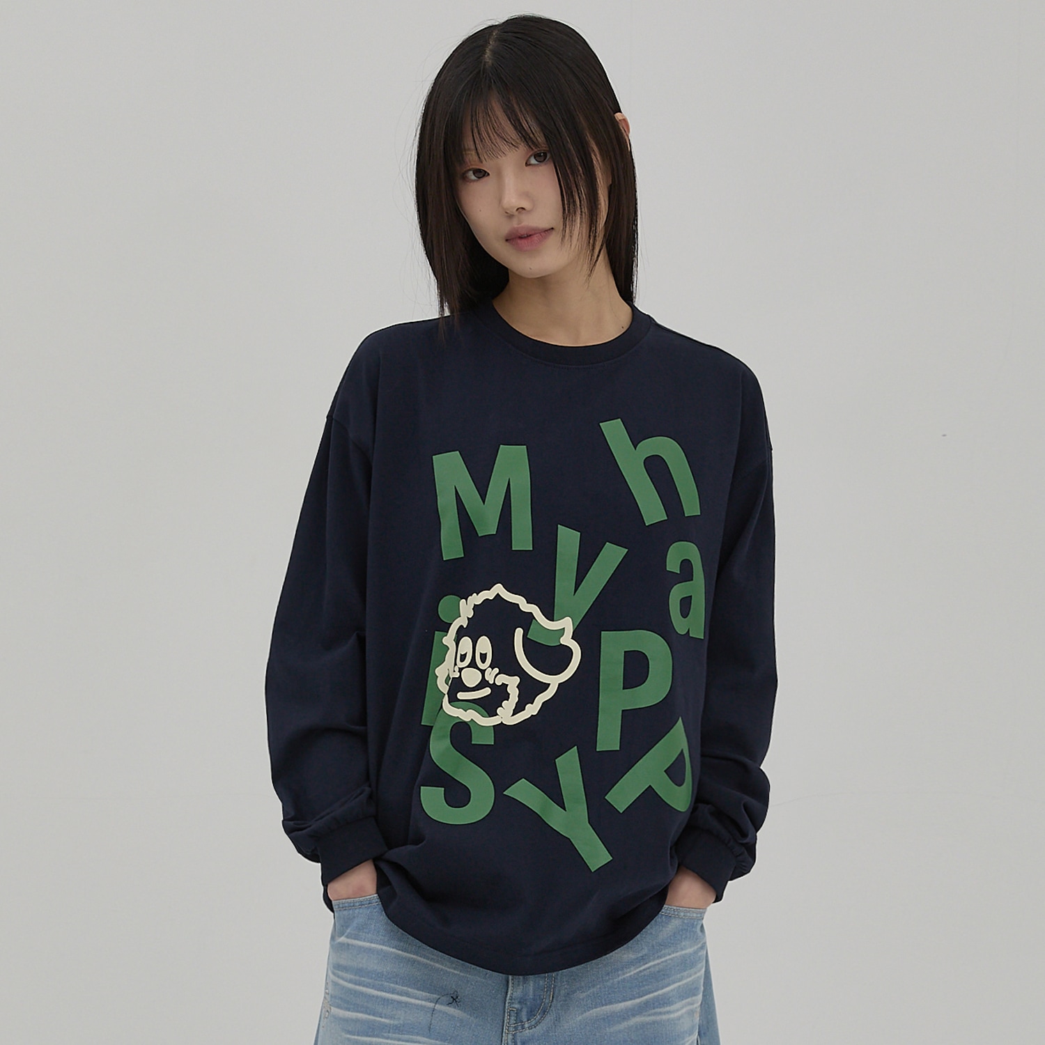 MY HAPPY IS Long Sleeve T-shirt NAVY 5,358円