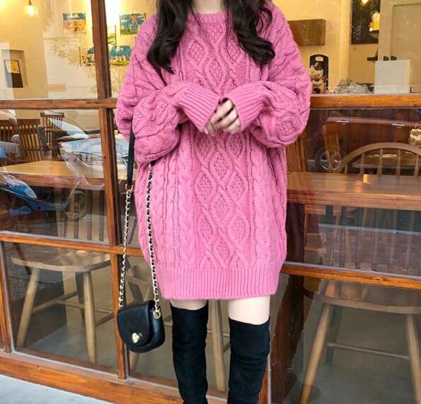 セミロング ツイストセーター レディース ニューデザイン 厚手 韓国版 ゆったり アウター ニットカーディガン