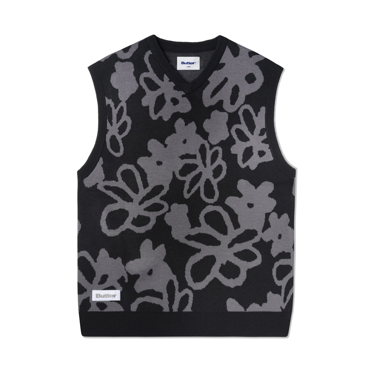 【BUTTER GOODS】 FLOWERS KNIT VEST : BLACK