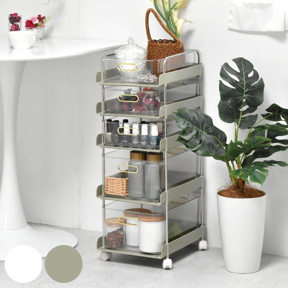 キッチンワゴン フェミニワゴン 5段 キャスター付き キッチンストッカー 収納ケース 収納ストッカー ワゴン収納 マルチワゴン ワゴン ラック 収納 引き出し キッチンラック キッチン