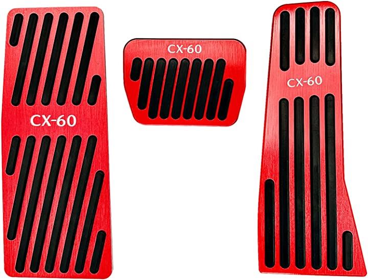 マツダCX-60専用ペダル フーディ ペダルカバー ブレーキペダル アクセルペダル フットレスト カスタムドレスアップ 日本語解説書付き 3点セット( レッド)