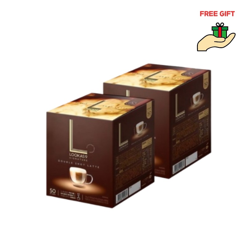 シグネチャー ダブルショットラテ 14.9g 50本 2箱セット／深煎りエスプレッソ 濃厚ミルクフォーム／韓国人気インスタントカフェラテ