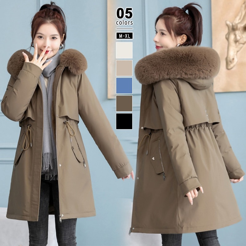 [迅速な配達][限時割!引!]裏ボア 中綿 ジャケット もこもこ ボア レディース 裏起毛 ファー エコファー フェイクファー アウター ロング モコモコ 長袖 フード ゆったり コート ハート ボタ