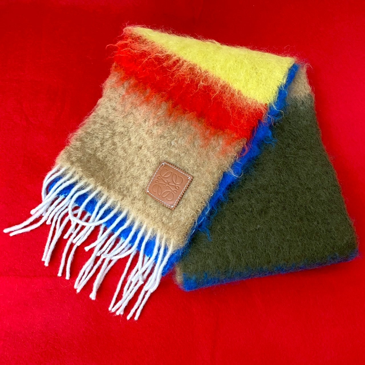 マルチカラー モヘアストール アナグラムマフラー ウール ナイロン モヘヤ ブルー 83808