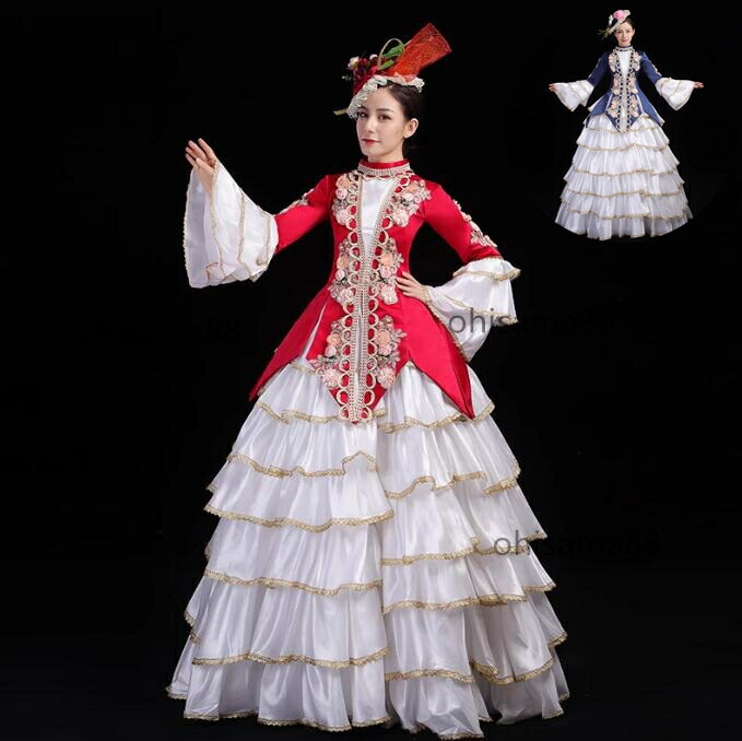 貴族ドレス 貴婦人ドレス オペラ声楽 舞踏会 文化祭 学園祭 ヨーロッパ風 宮廷ドレス ロングドレス 可愛い フレア袖 プリンセスドレス パーティードレス ステージ衣装 お嬢様 ワンピース 中世貴族風 6,961円