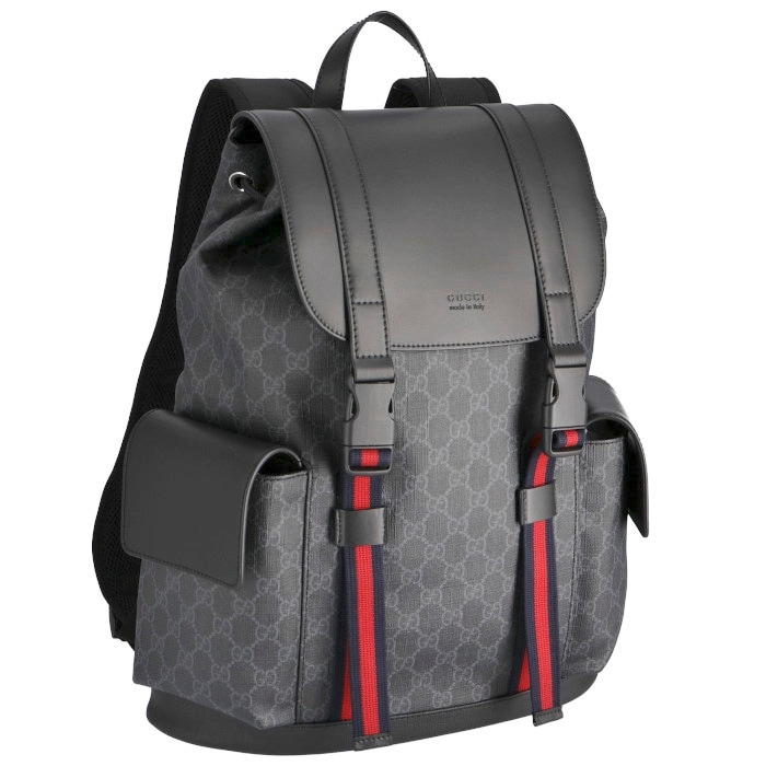 GUCCI 495563-K9R8X-1071 グッチ バックパック/リュック ソフトGGスプリームキャンバス カーフレザー ブラック/グレー