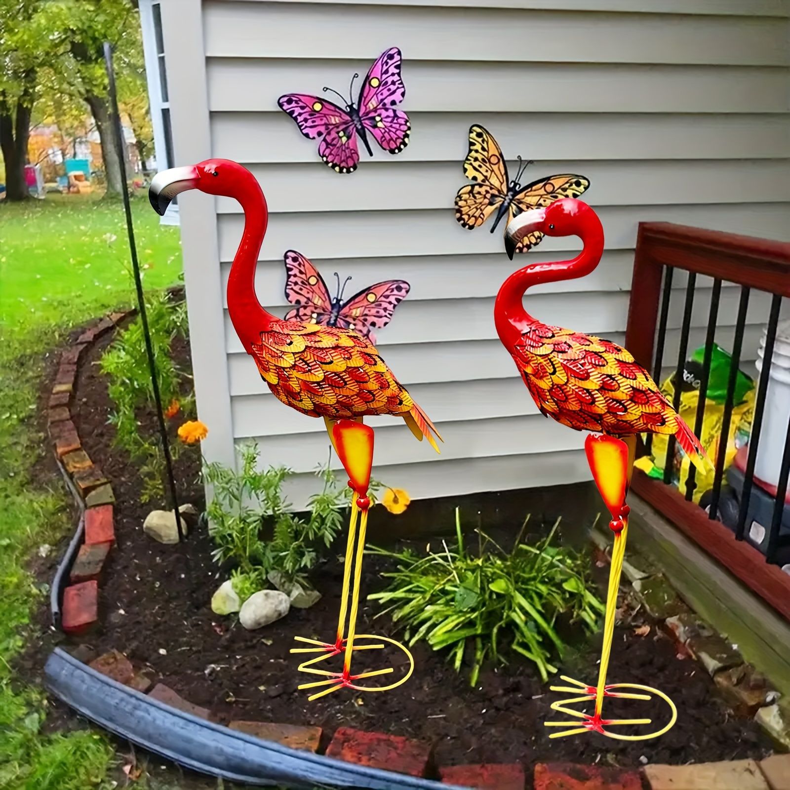 オブジェ 置物 フラミンゴ 鳥 トリ 二匹セット バード ガーデンオーナメント インテリア 可愛い インテリア雑貨 屋外 玄関 アニマルオブジェ 庭 ガーデニング プレゼント ギフトty122