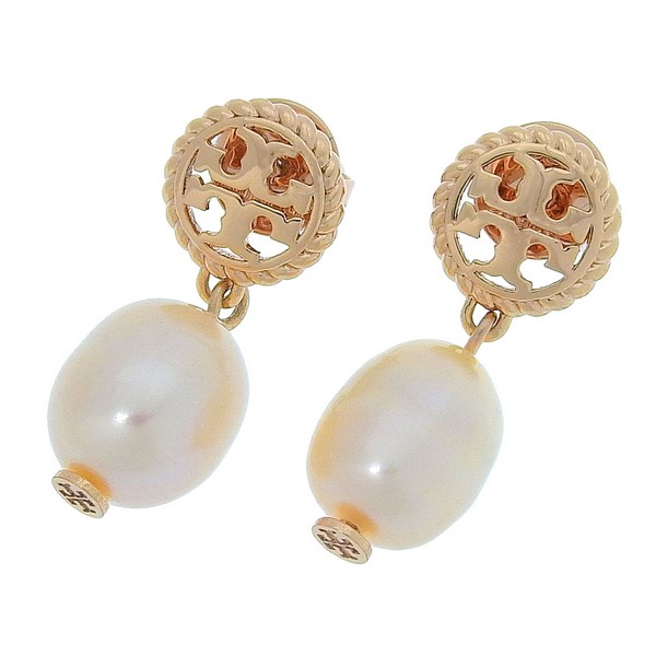 トリーバーチ アクセサリー レディース ピアス イヤリング アウトレット ローズゴールド ROPE LOGO DROP EARRING 136616-689 TORY BURCH