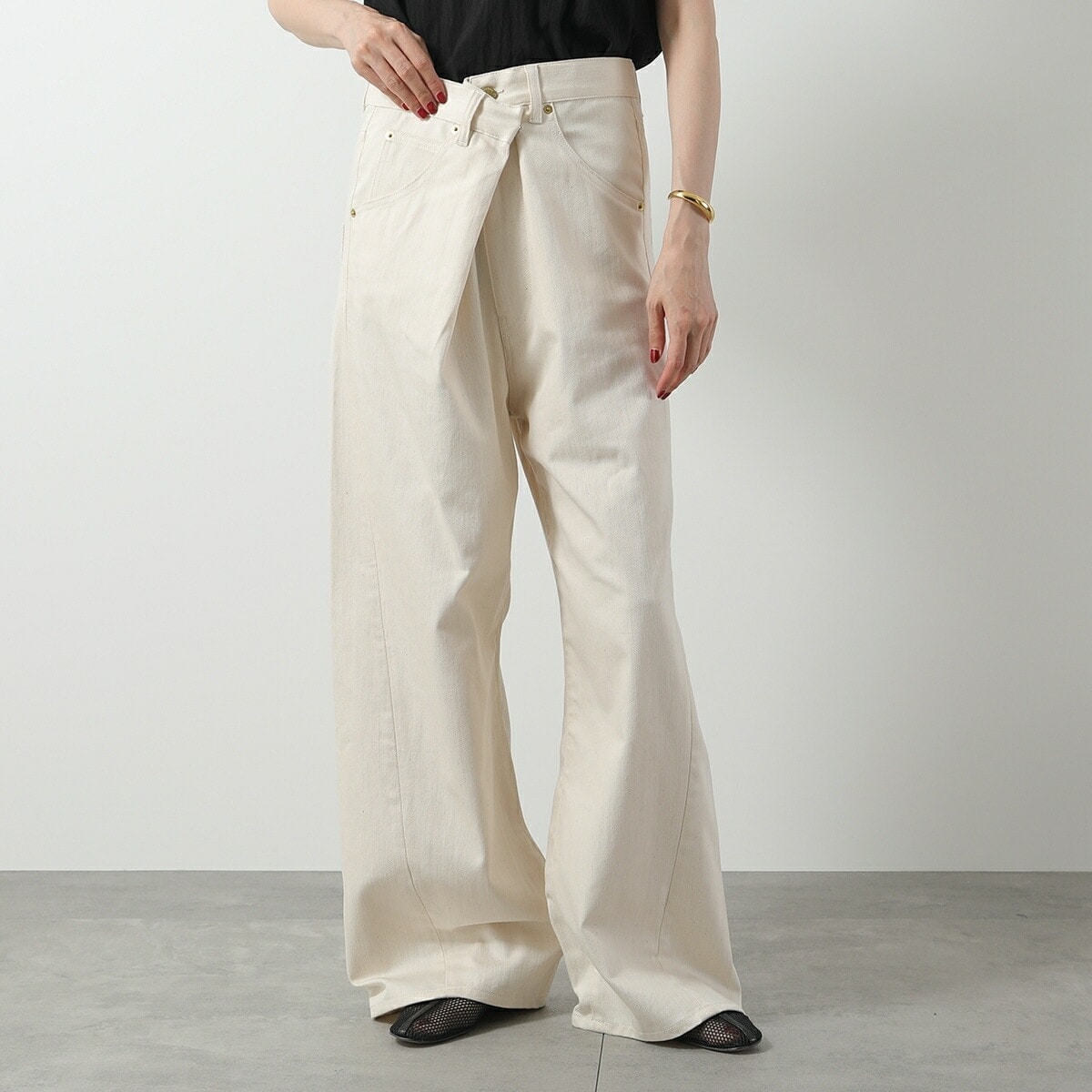 DARKPARK ダークパーク ジーンズ INES FOLD OVER DENIM WTR19 DWB05 レディース デニム パンツ ハイウエスト レザーパッチ 0002 【mega】