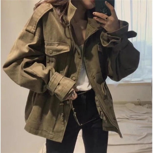 ショートトレンチコートレディースジャケットワークコートアウター秋カジュアル秋服