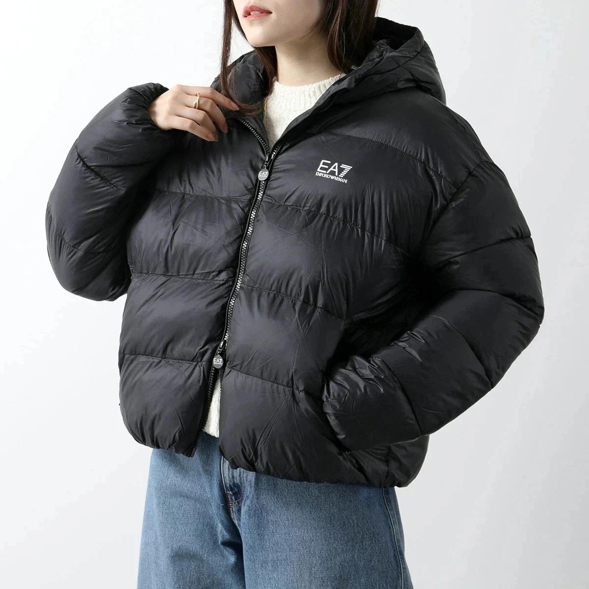 EA7 EMPORIO ARMANI エアセッテ エンポリオアルマーニ エコダウン 6DTB17 TNGPZ ナイロン フーテッド 中綿 ショート丈 ロゴ 02