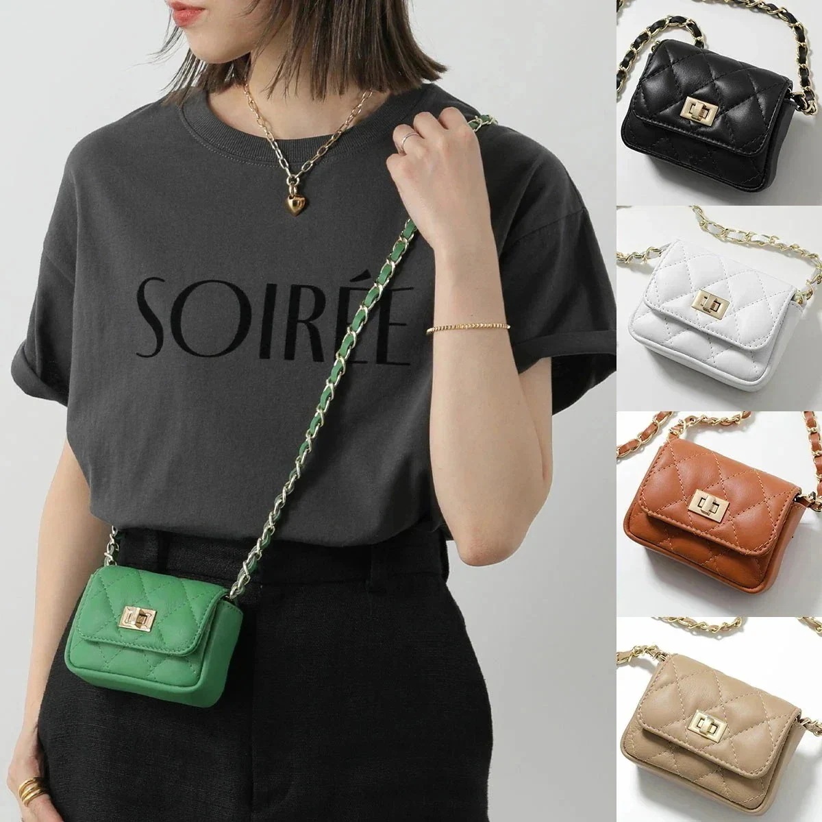 andrea cardone アンドレアカルドネ ショルダーバッグ 1478 レディース ミニバッグ レザー チェーン キルティング ポーチ チャーム 鞄 カラ】 5,299円