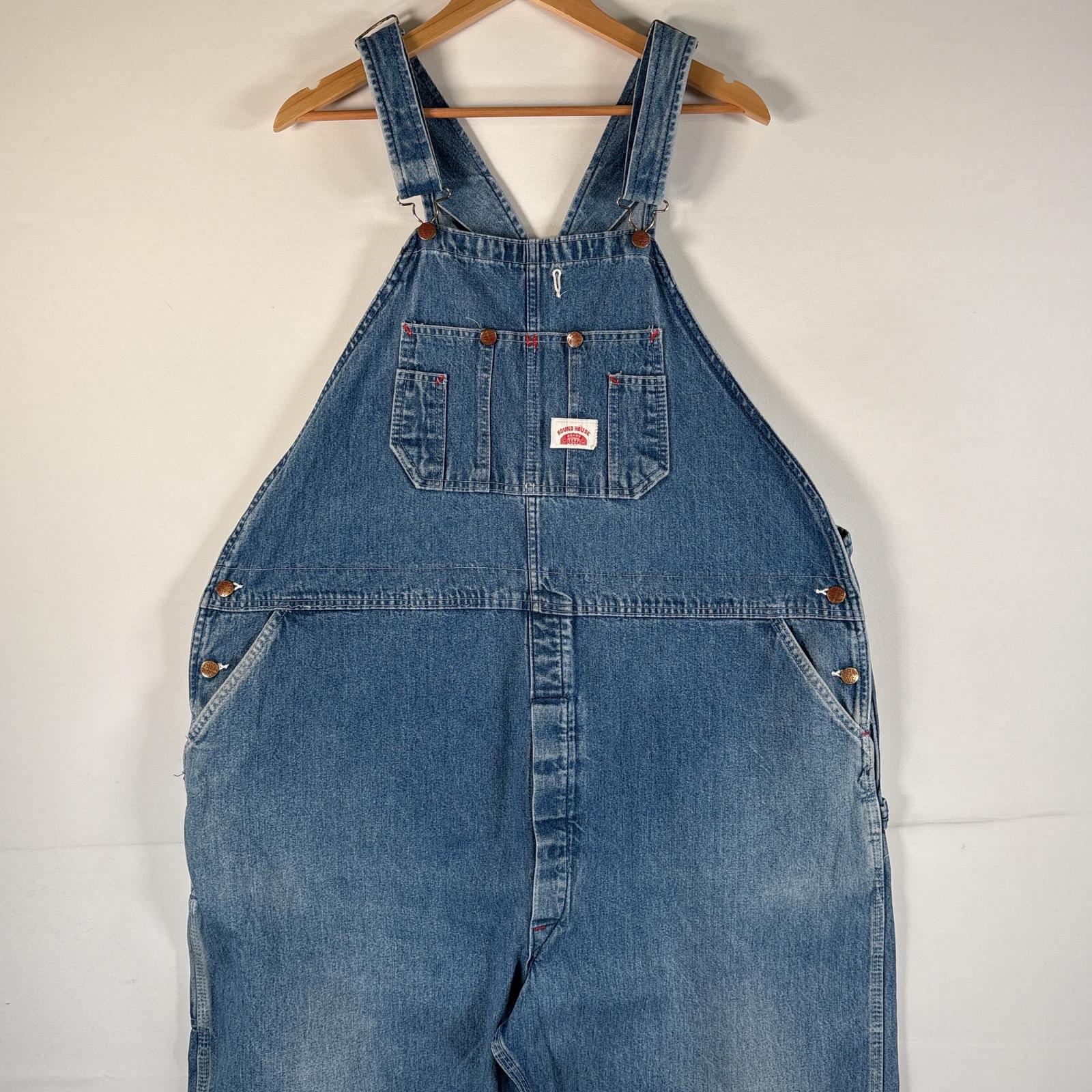 古着 80s～90s/80年代～90年代 ヴィンテージ オーバーオール デニム ワーク ワンポイントロゴ サイドポケット 大きいサイズ ブルー系 メンズ