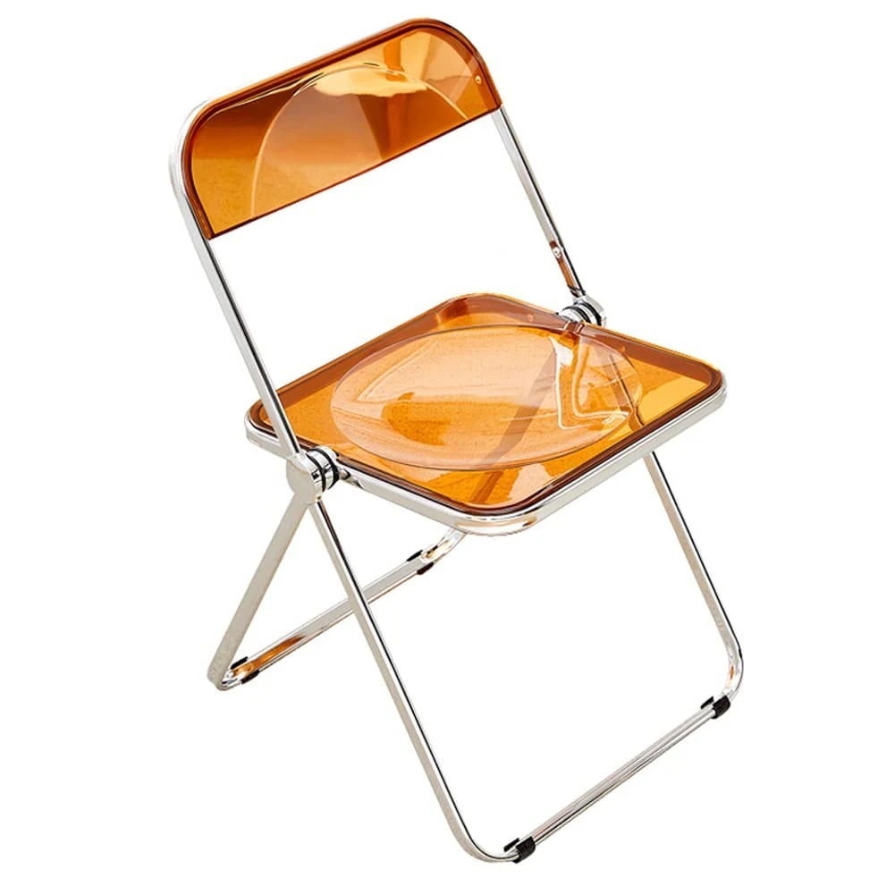 パイプ椅子 透明 折りたたみ椅子 クリアチェア スタッキングチェア 会議椅子 軽量 省スペース 室内 屋外 韓国クリア家具 北欧 レトロ シンプル おしゃれイス (ライトブラウン) 6,384円