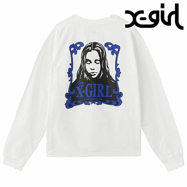 メール便 オーナメントフェイス ロングスリーブTシャツ [105253011015] レディース xgirl トップス カットソー 長袖 WHITE 正規取扱店 5,363円