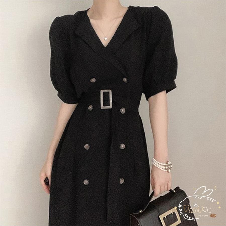 シャツワンピース 半袖 春夏スーツワンピ