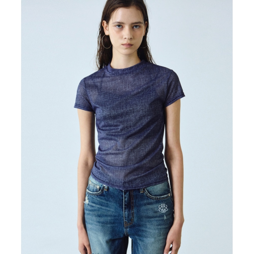 ニック&ニコールデニムシアーハーフトップ_ブルー