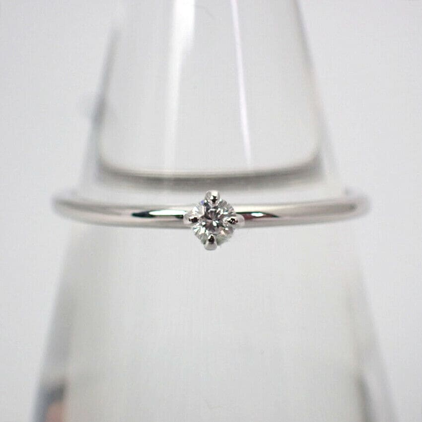 【新品】K18WG ダイヤモンド 四点留め リング 7.5号[f3-6］ 15,960円