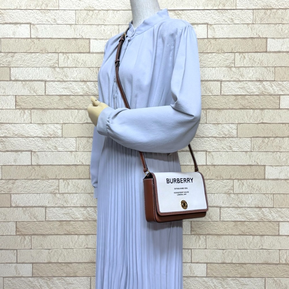 バーバリー ショルダーバッグ コットン 8055220 ブラウン BURBERRY 中古