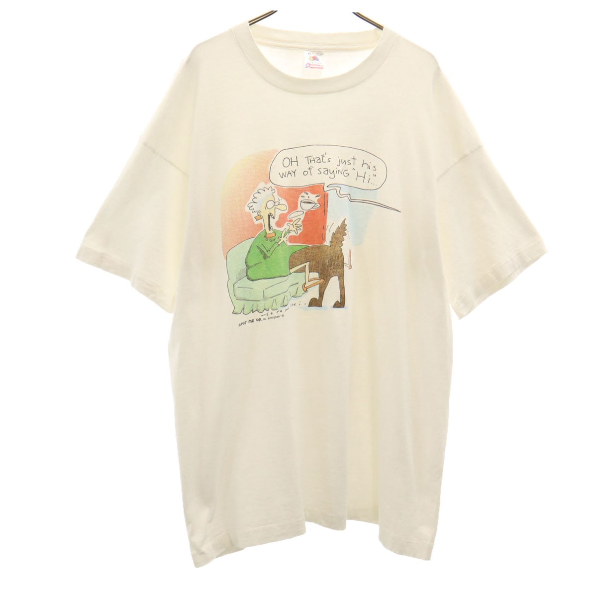90s USA製 オールド メッセージプリント 半袖 Tシャツ XL ホワイト シングルステッチ メンズ 古着