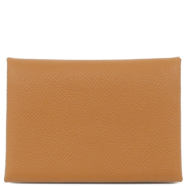 エルメス HERMES カードケース カルヴィ デュオ ヴォーエプソン ゴールド シルバー金具 新品 未使用 茶 B刻印（2023製） 【箱】【中古】