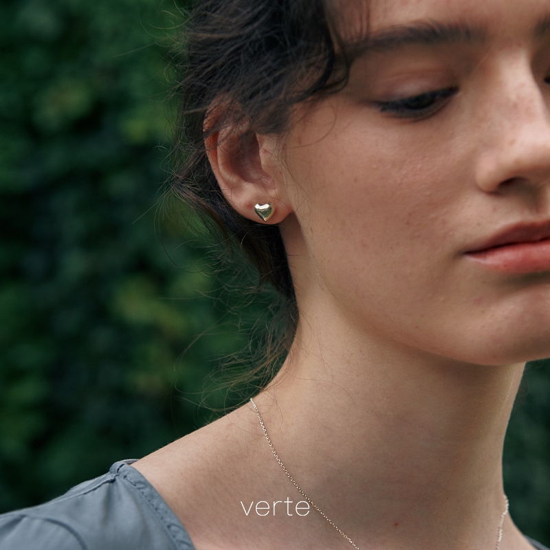 [925 silver] Deux.silver.137 / full heart イヤリング (10mm)