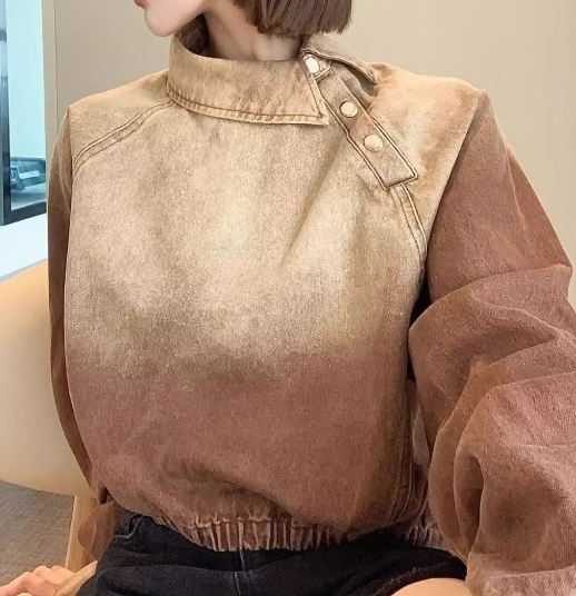 レディース トップス シャツ カットソー プルオーバー アウター デニム 長袖 アシンメトリー ストレート ストリート サイドボタン ドッキング カラーデニム 大人可愛い シンプル カジュアル 上品 5,081円