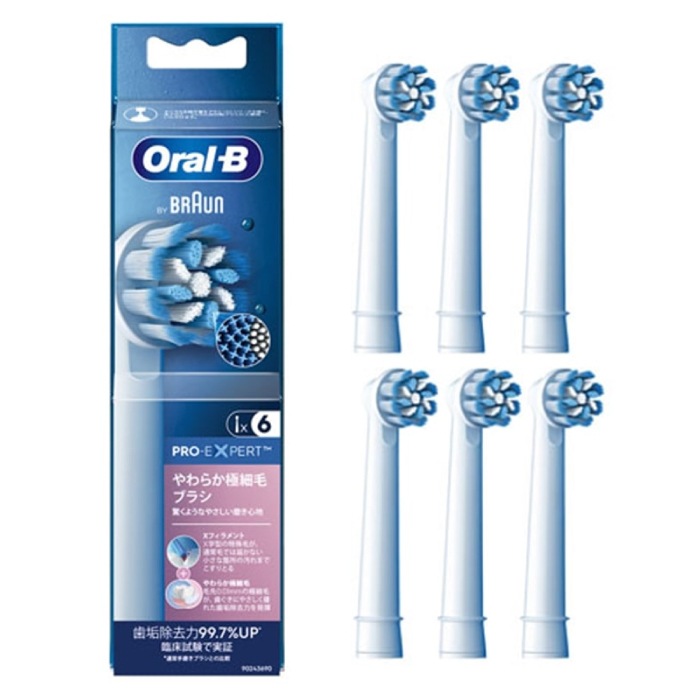 * ブラウン【国内正規品】【替えブラシ 6本：EB60X-6-EL】（やわらか極細毛ブラシ） オーラルB 電動歯ブラシ 家電