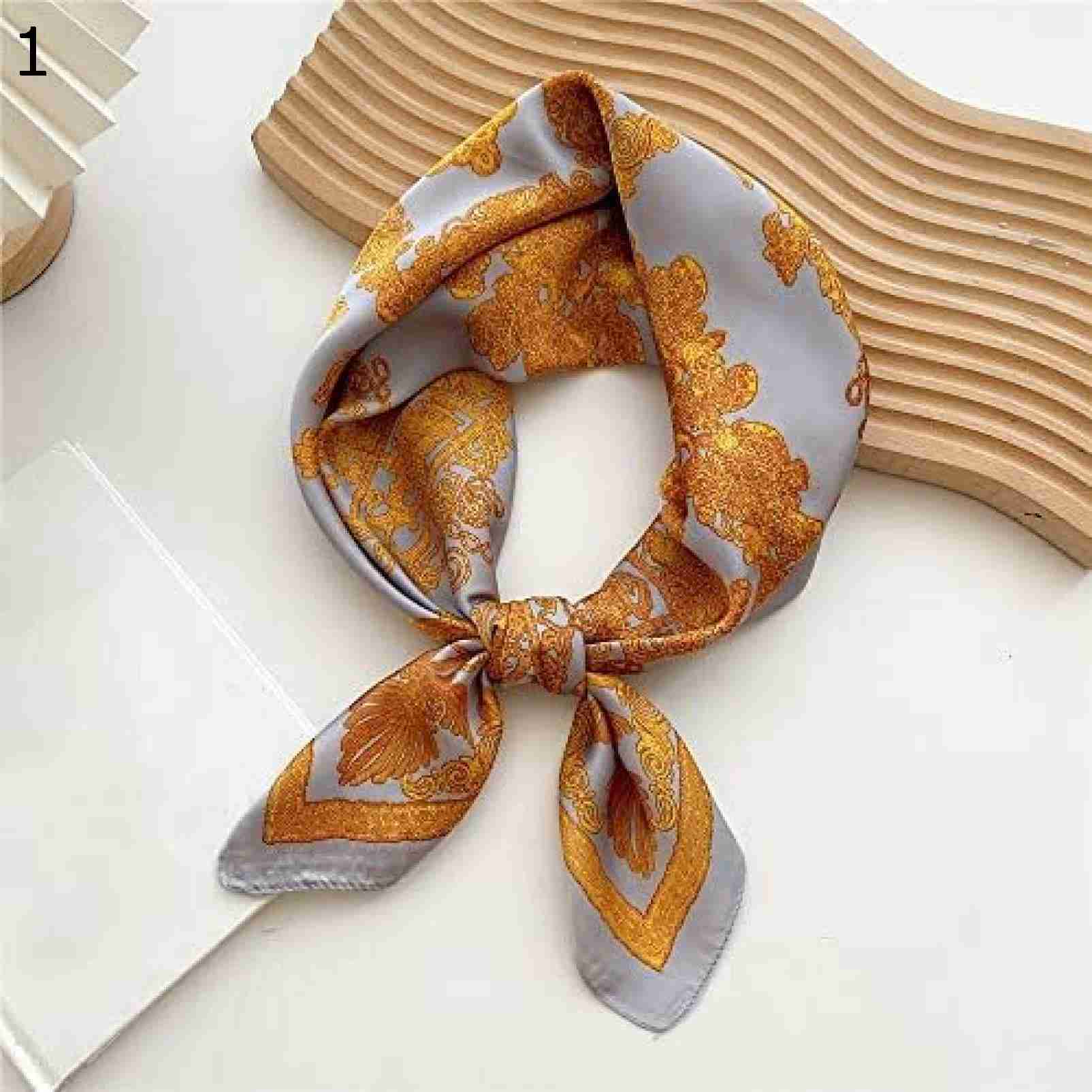 【20%OFFクーポン～】スクエアスカーフオフィスレディヘアバンドハンドハンカチ女性ショール女性ファッションプリントスモールネックスカーフ スカーフ (Color : Light grey Siz