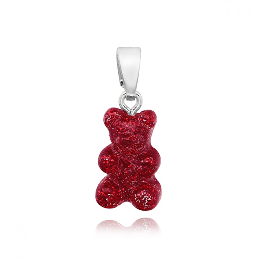 クリスタルヘイズノスタルジアベアレッドベルベットクラシックコネクターシルバーノスタルジアクラシックレッドベルベットシルバーペンダントチャーム