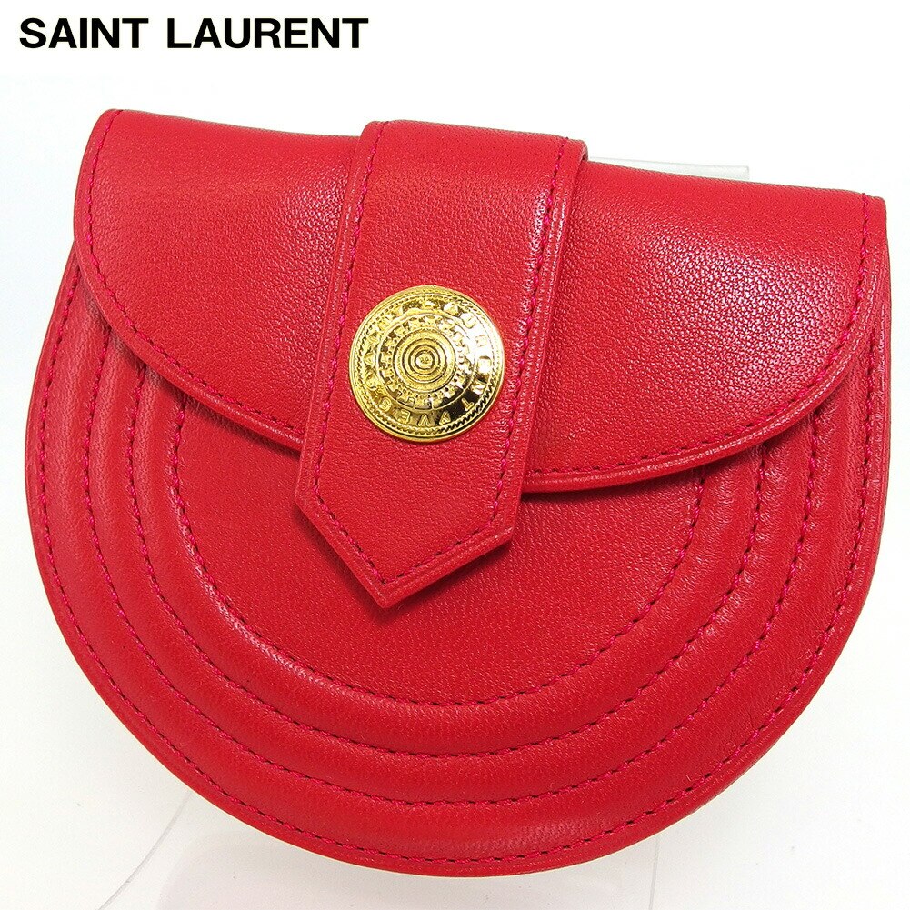 コインケース 小銭入れ ロゴボタン レディース メンズ レッド ゴールド 中古