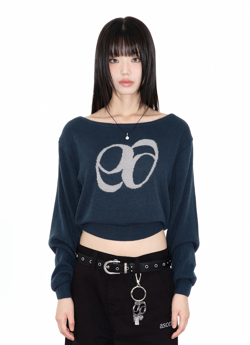 【AS"ON】 BOAT NECK KNIT / BLUE-GREEN 正規品