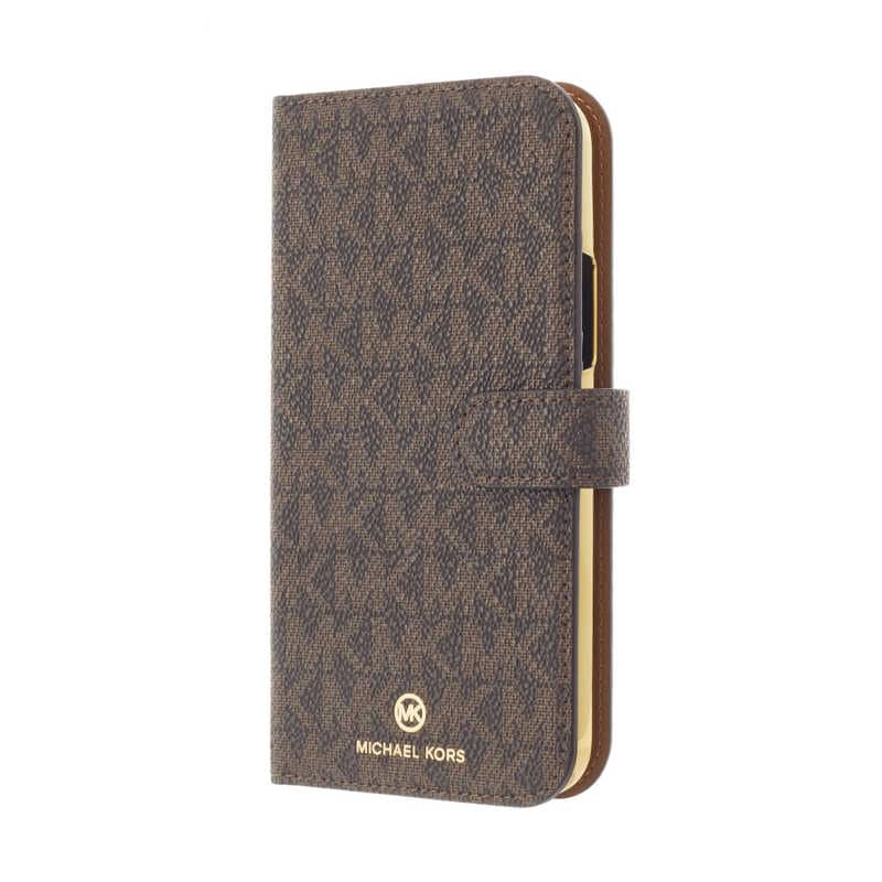 マイケルコース　Folio Case Signature with Hand Strap - Magsafe for iPhone 12 mini ブラウン　MKSHBRWFLIP2054