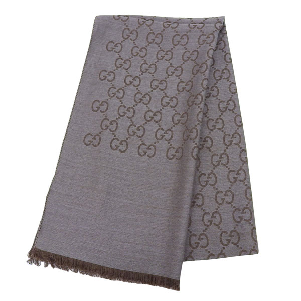 グッチ マフラー ストール レディース ブラウン×グレー GG 冬 可愛い 大判 1659043G6461264 GUCCI