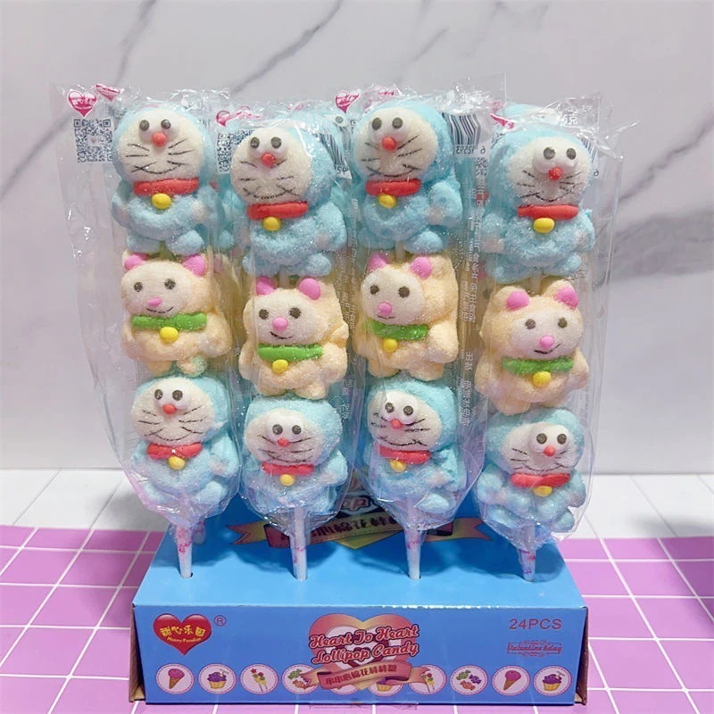 24Pcs 35g 漫画ミックスマシュマロロリポップ ケーキショップ ベーカリー 幼稚園 キャンディー こどもの日 ギフト 誕生日 ギフト