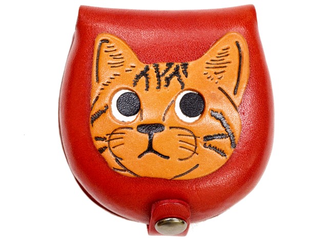 アメリカンショートヘア　カラーコインケース 赤　小銭入れ/財布 レザー/本革 VANCA/バンカクラフト