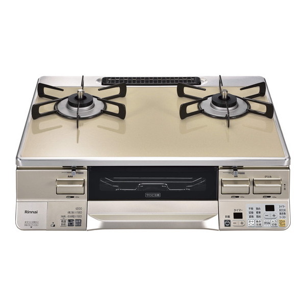 ガスコンロ プロパンガス 2口 左強火力 59cm ココットプレート付属 RTS65AWK14RGA-CL-LP カフェベージュ/シャンパン ラクシエ