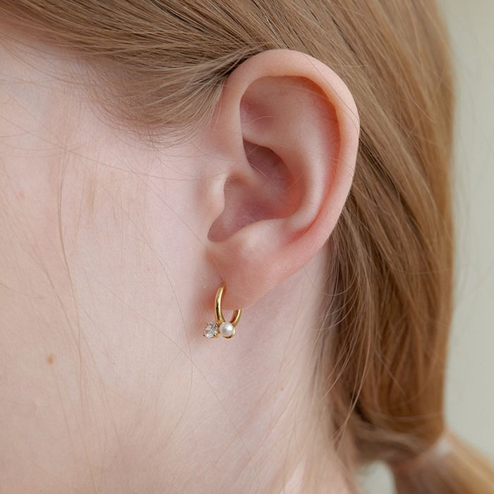 cubic pearl earring おしゃれ アイドル愛用ブランド 韓国人気 韓国ファッション