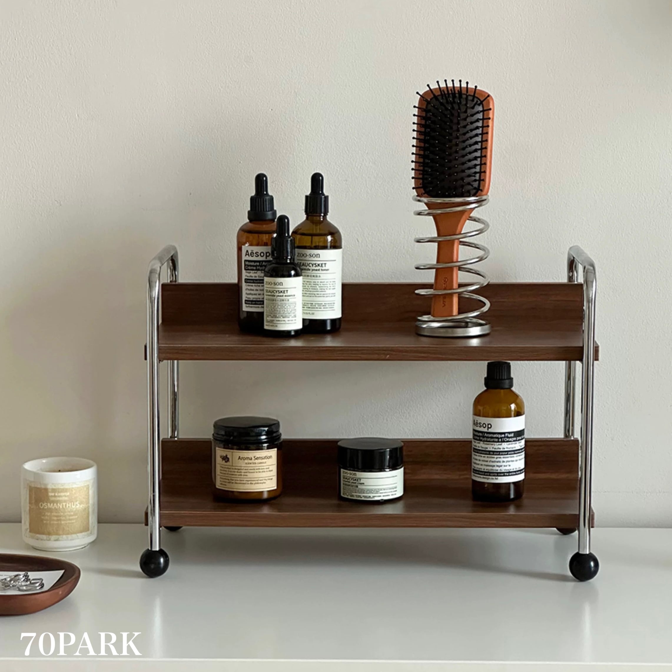 ウッド × シルバー ブラック ボール 二段 ディスプレイ ラック 収納 おしゃれ 韓国インテリア 韓国雑貨 韓国っぽ インテリア雑貨 韓国 北欧 北欧インテリア 70PARK