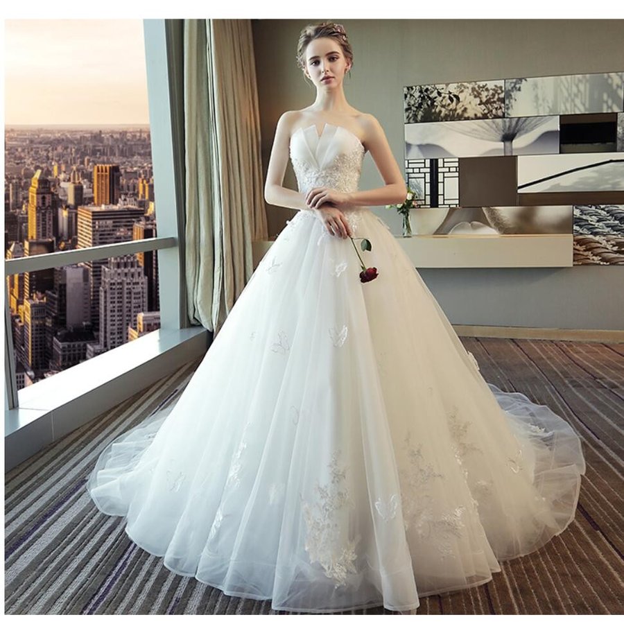 トレーンドレス ロングドレス パーティードレス ウエディングドレス ステージ衣装 二次会 演奏会 発