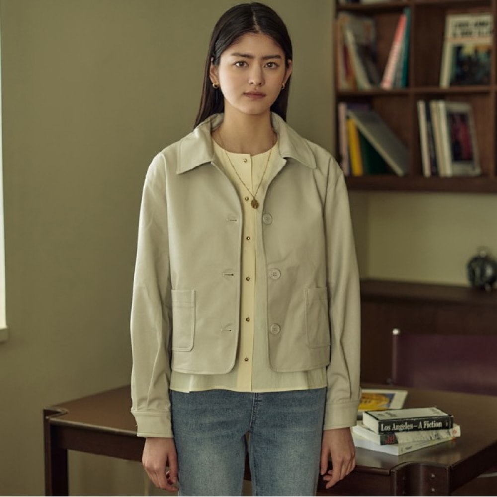 (イザベイ) ポケットフェイクレザーカラージャケット (VGJZC2102)