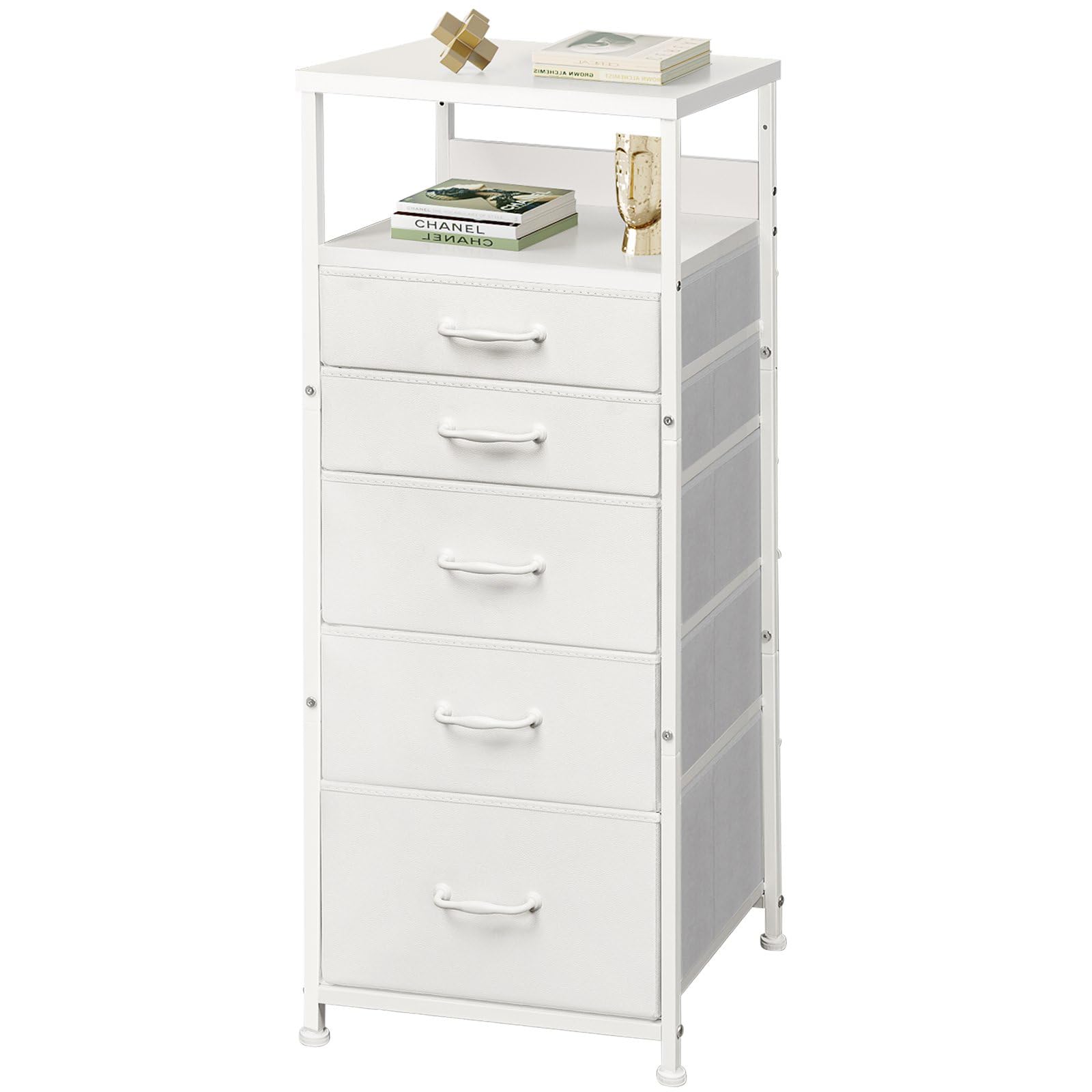 タンス 収納チェスト 洋服タンス たんす 箪笥 衣類収納 引き出し付き おしゃれ 収納ケース おしゃれ スリム 脱衣所収納 大容量 天板付き 6段5杯 40*30*93.5cm 白い