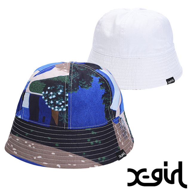 メール便 レディース ヒロシナガイ コラボ リバーシブルハット [105241051014] X-girl x HIROSHI NAGAI REVERSIBLE HAT 帽子 WHITE