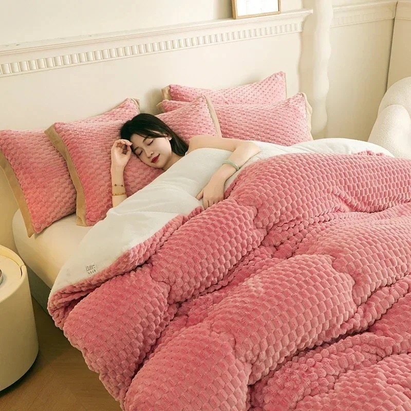 ベッド用の超厚手の暖かい毛布人工ラムカシミア加重ブランケット柔らかくふわふわの掛け布団冬の羽毛新しい 3 180x220cm 4.5kg