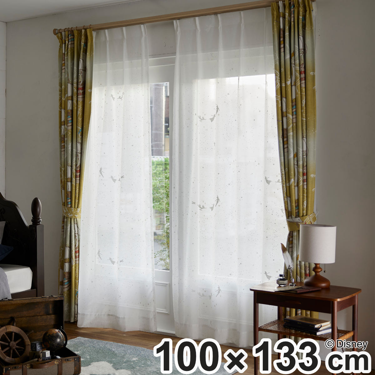 レースカーテン PETER PAN/Fly in the sky voile フライインザスカイ ピーターパン 100x133cm カーテン レース 既製品 1枚 ディズニー ウォッシャブル